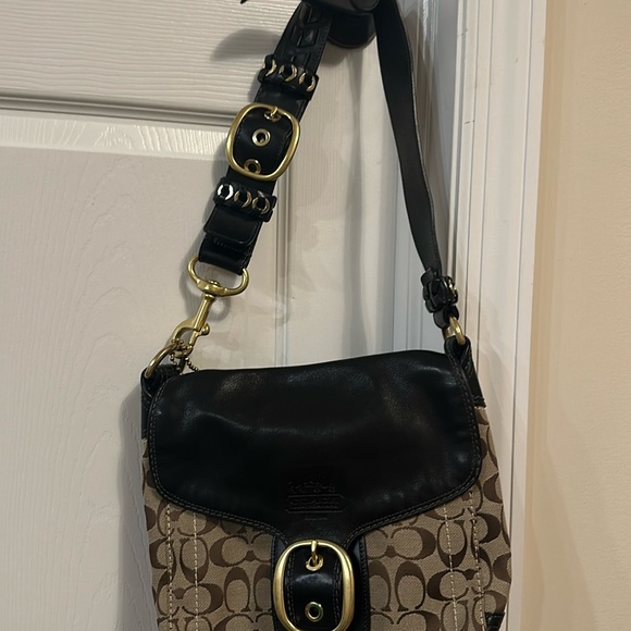 Coach bleecker monogram signature canvas leather shoulder bag with dustbag - Picture 2 of 14